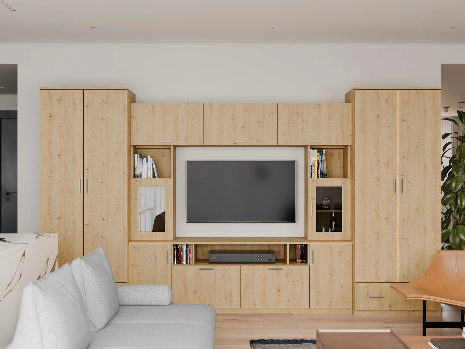 Parete attrezzata con grandi armadi e pensili – Direttamente dal produttore EMEBLAST