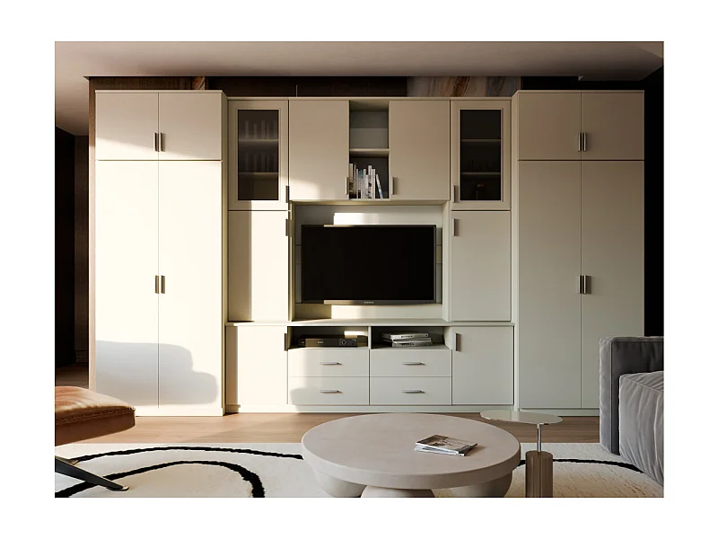 Parete attrezzata con grandi armadi e pensili SAWA – Direttamente dal produttore EMEBLAST