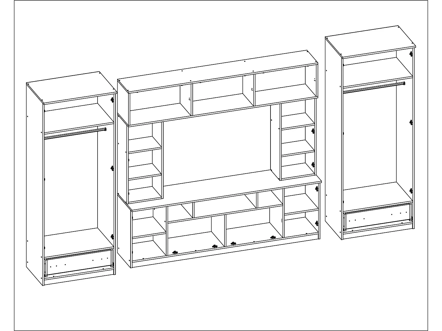 Meuble de séjour complet avec grandes armoires et rangements hauts – Direct fabricant EMEBLAST