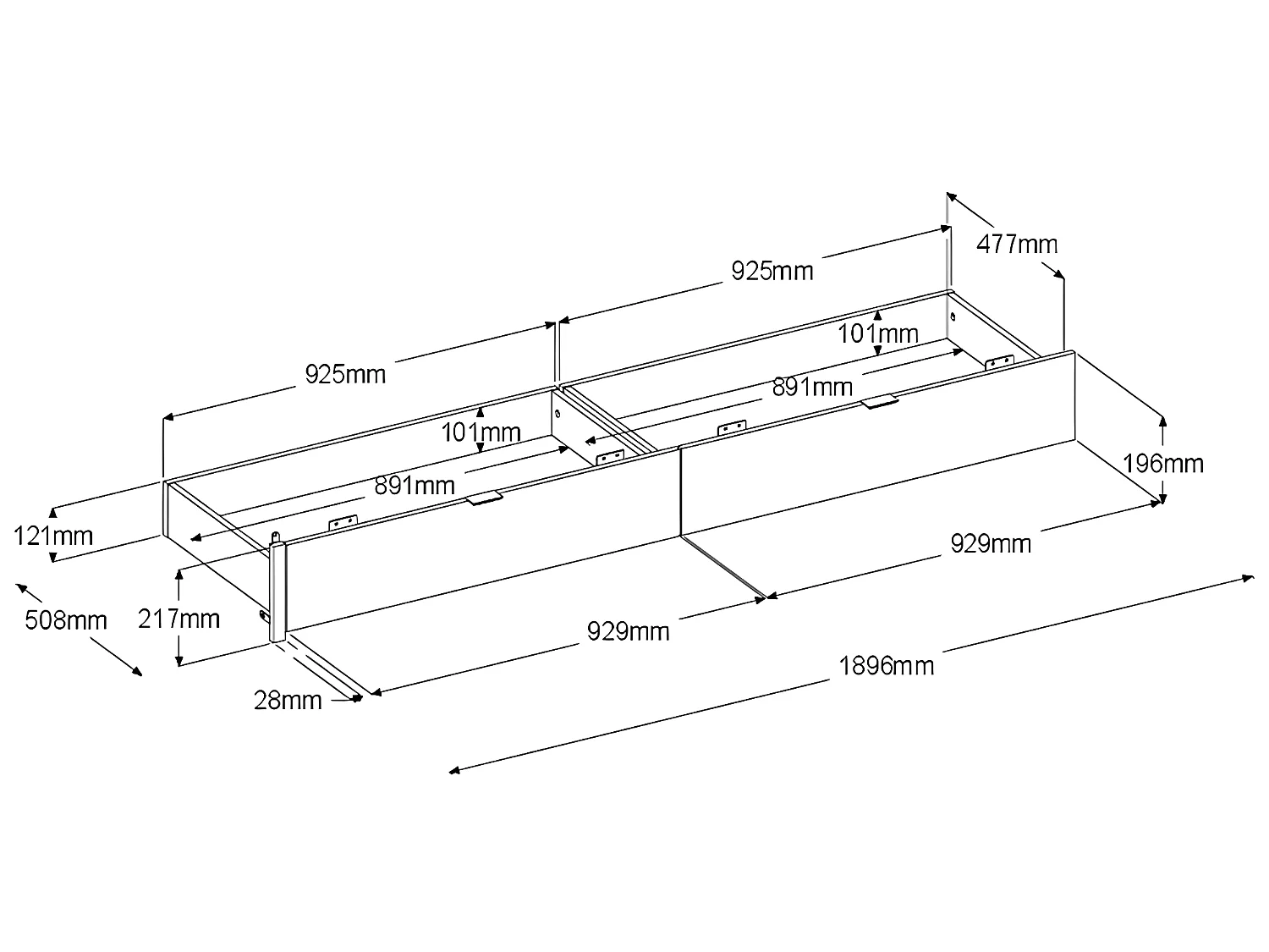 Lit avec 4 tiroirs 160 x 200 cm - Coloris : Naturel et noir + Sommier + Matelas - VELONA