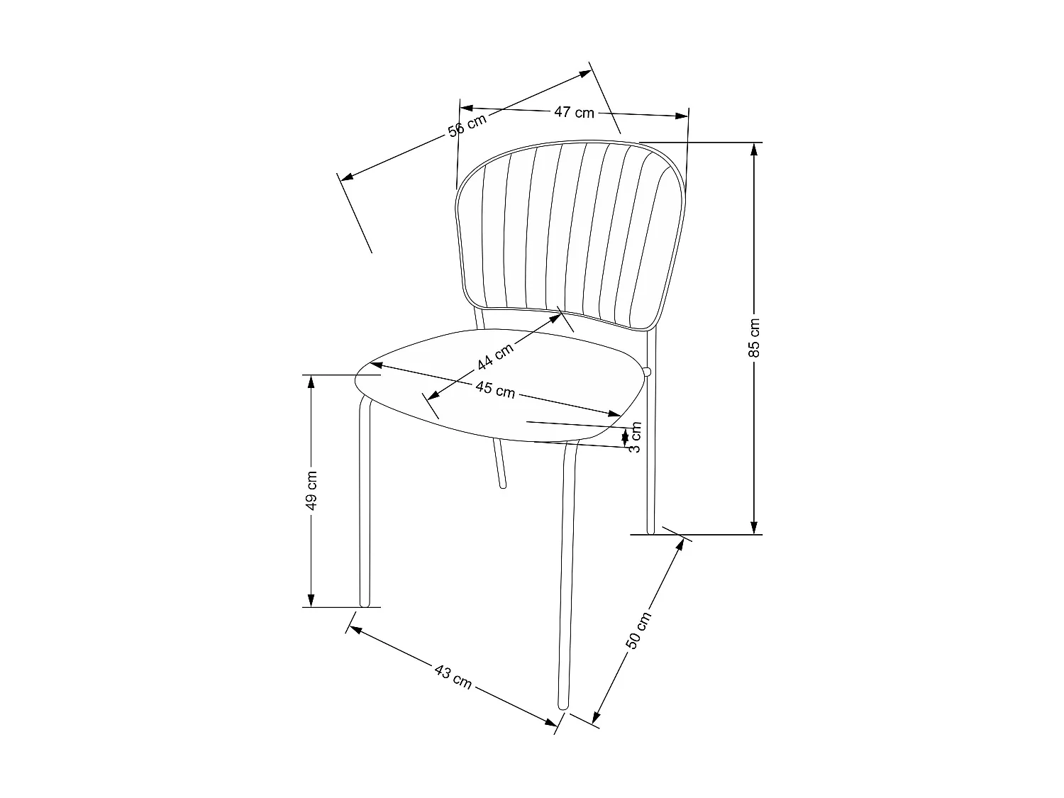 Cadeira de aço 47x49 cm