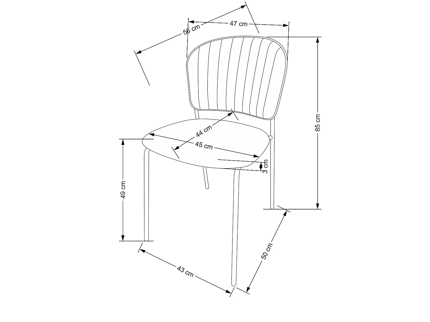 Chaise en acier 47x49 cm