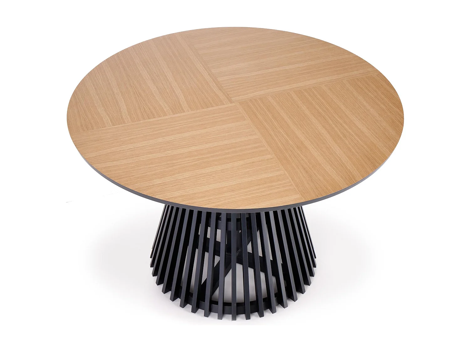Table ronde MDF plaqué chêne pied noir Ø120 cm