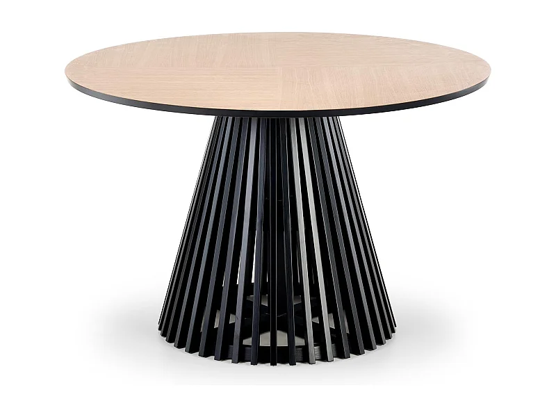 Table ronde MDF plaqué chêne pied noir Ø120 cm