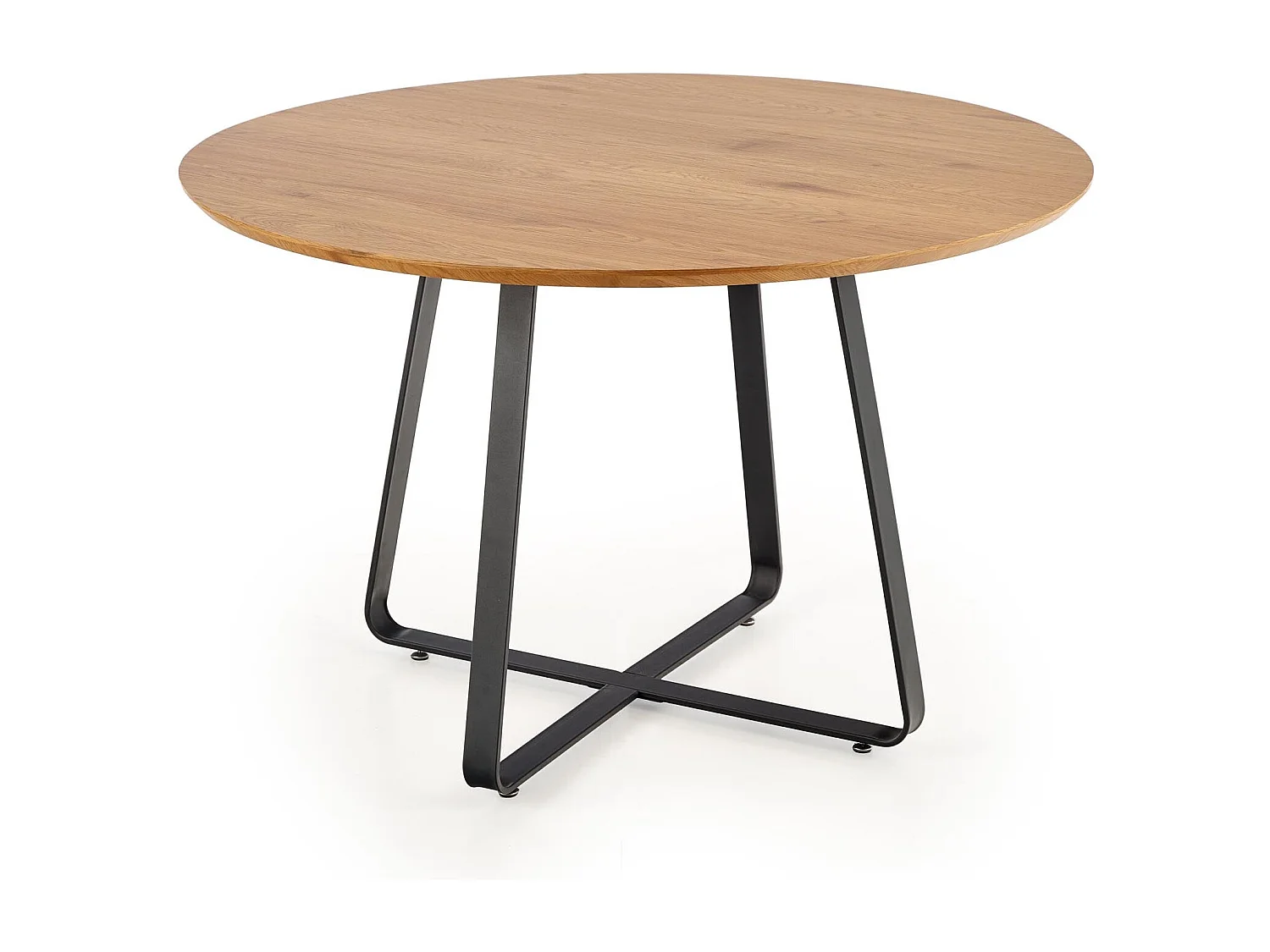 Table ronde MDF laminé chêne pieds métal noir Ø120 cm