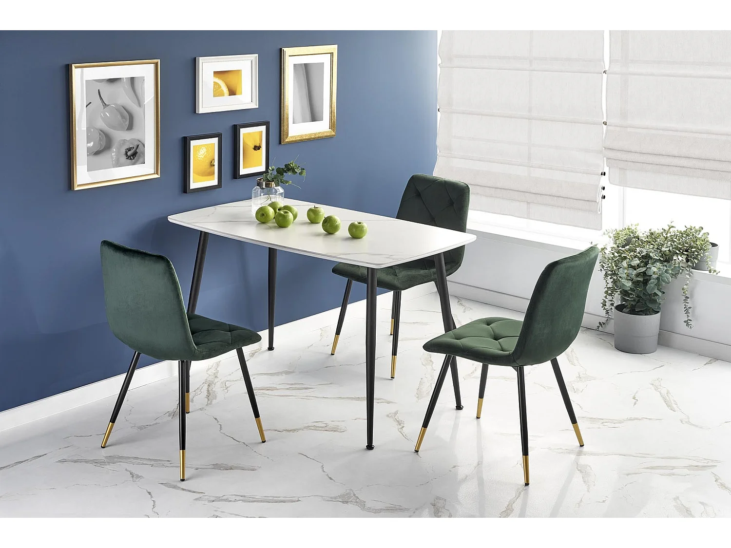 Table blanche pour 4 personnes 120x70 cm