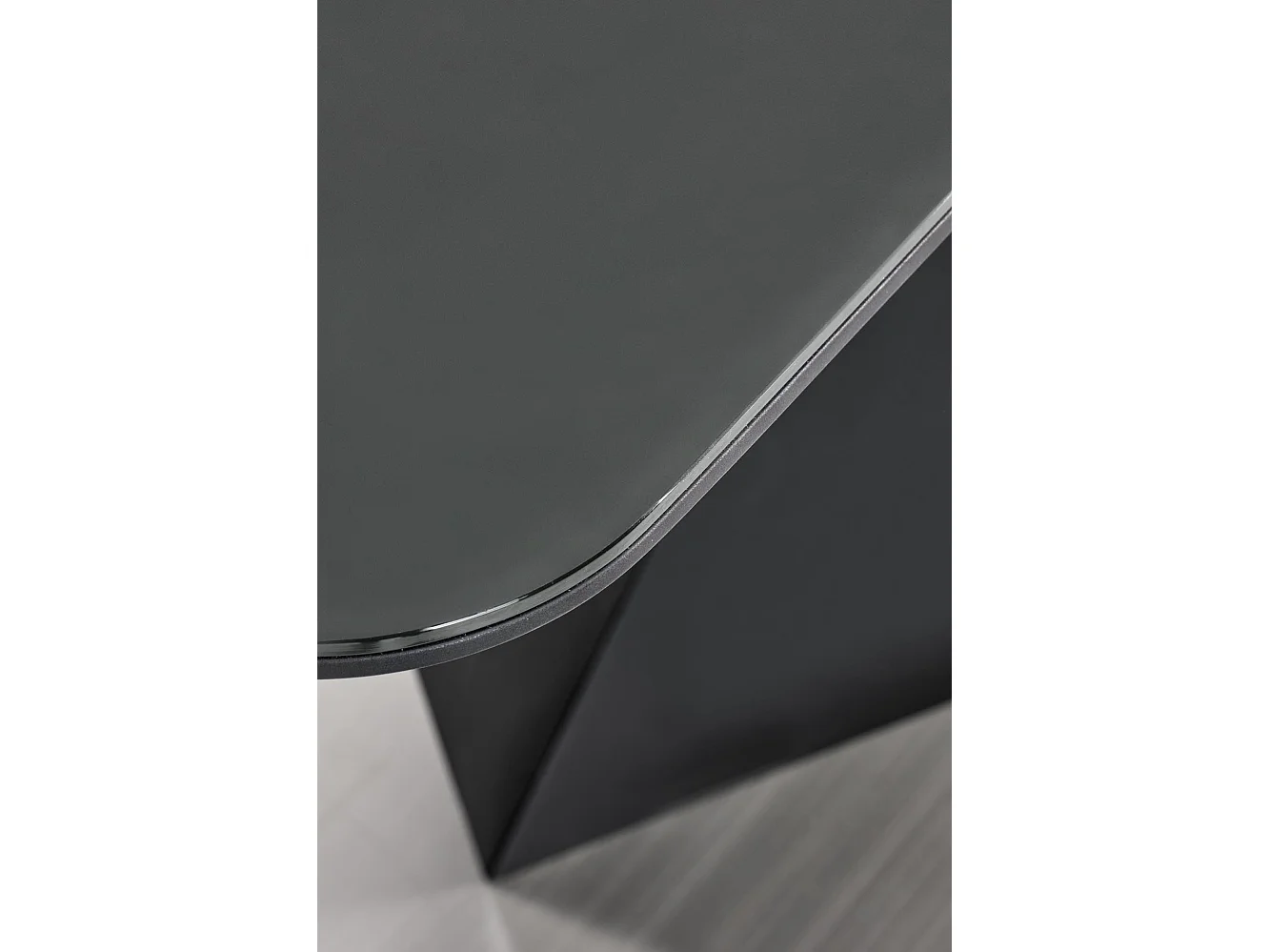 Table extensible verre gris foncé pieds acier noir 160/200×90 cm