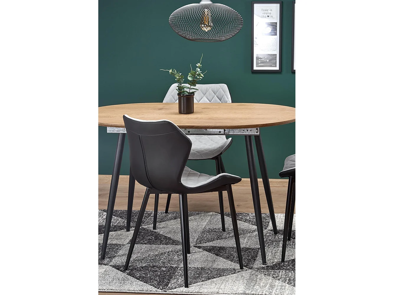 Table extensible MDF laminé chêne pieds acier 120/160×80 cm