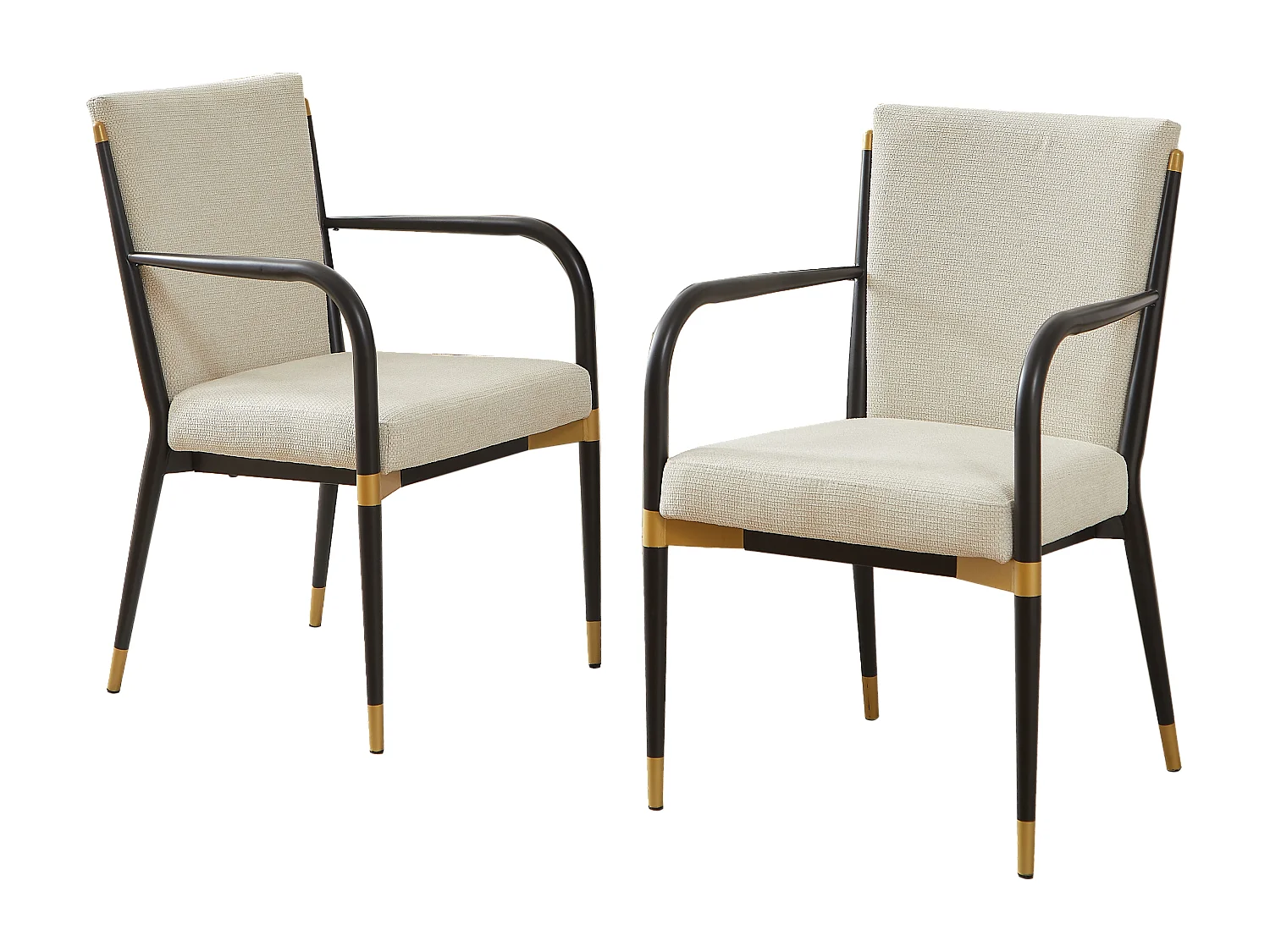 Set van 2 fauteuils - Zwart frame - Scandinavische stijl - Beige stof