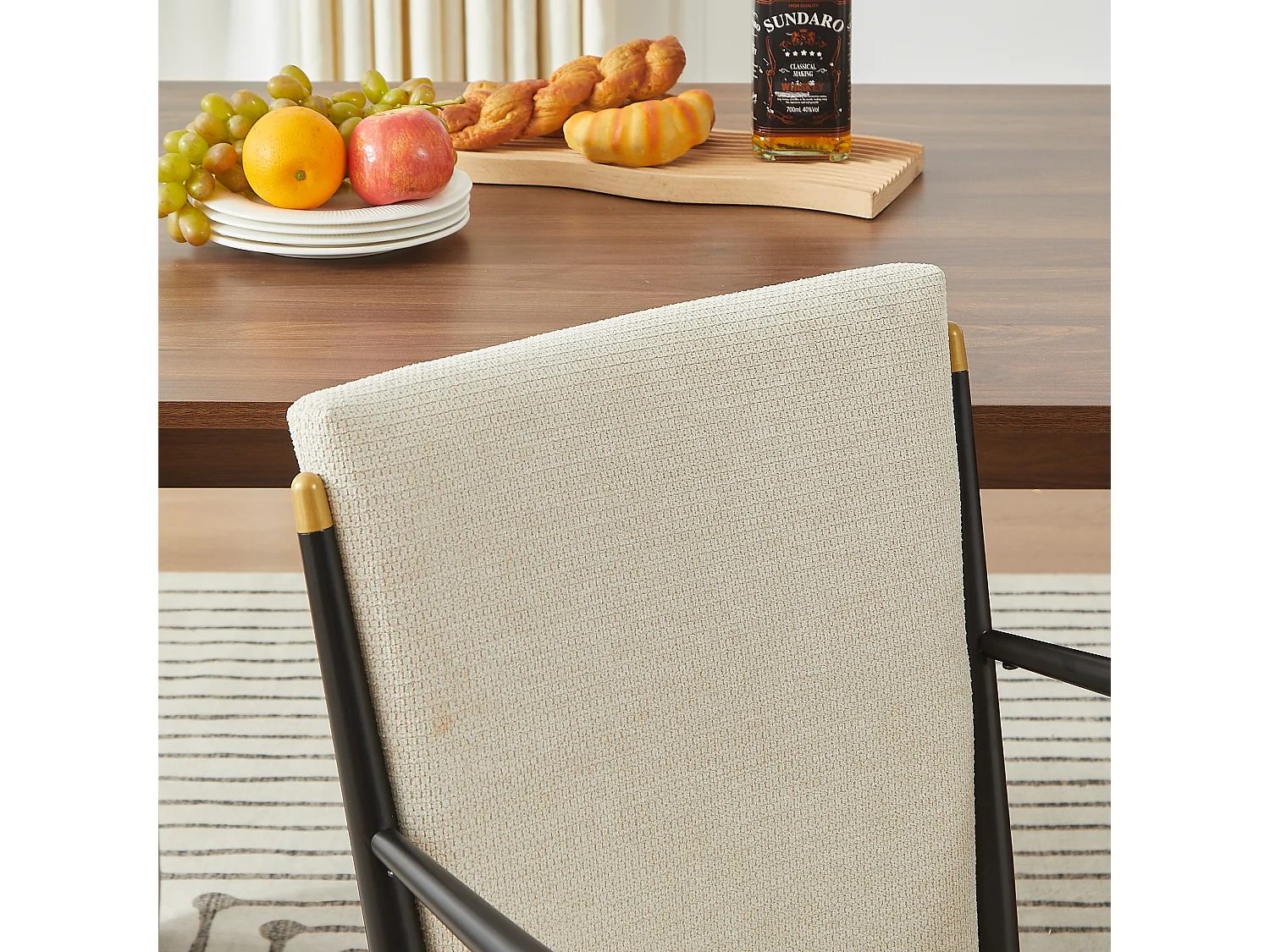 Set van 2 fauteuils - Zwart frame - Scandinavische stijl - Beige stof