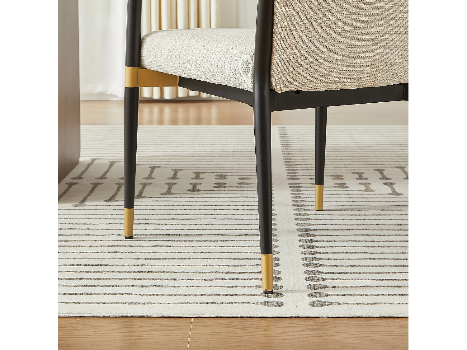 Set van 2 fauteuils - Zwart frame - Scandinavische stijl - Beige stof