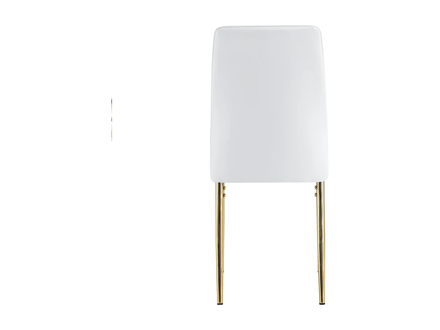 Set van 4 stoelen in wit PU-leer - Gouden metalen poten - Verticaal streepmotief