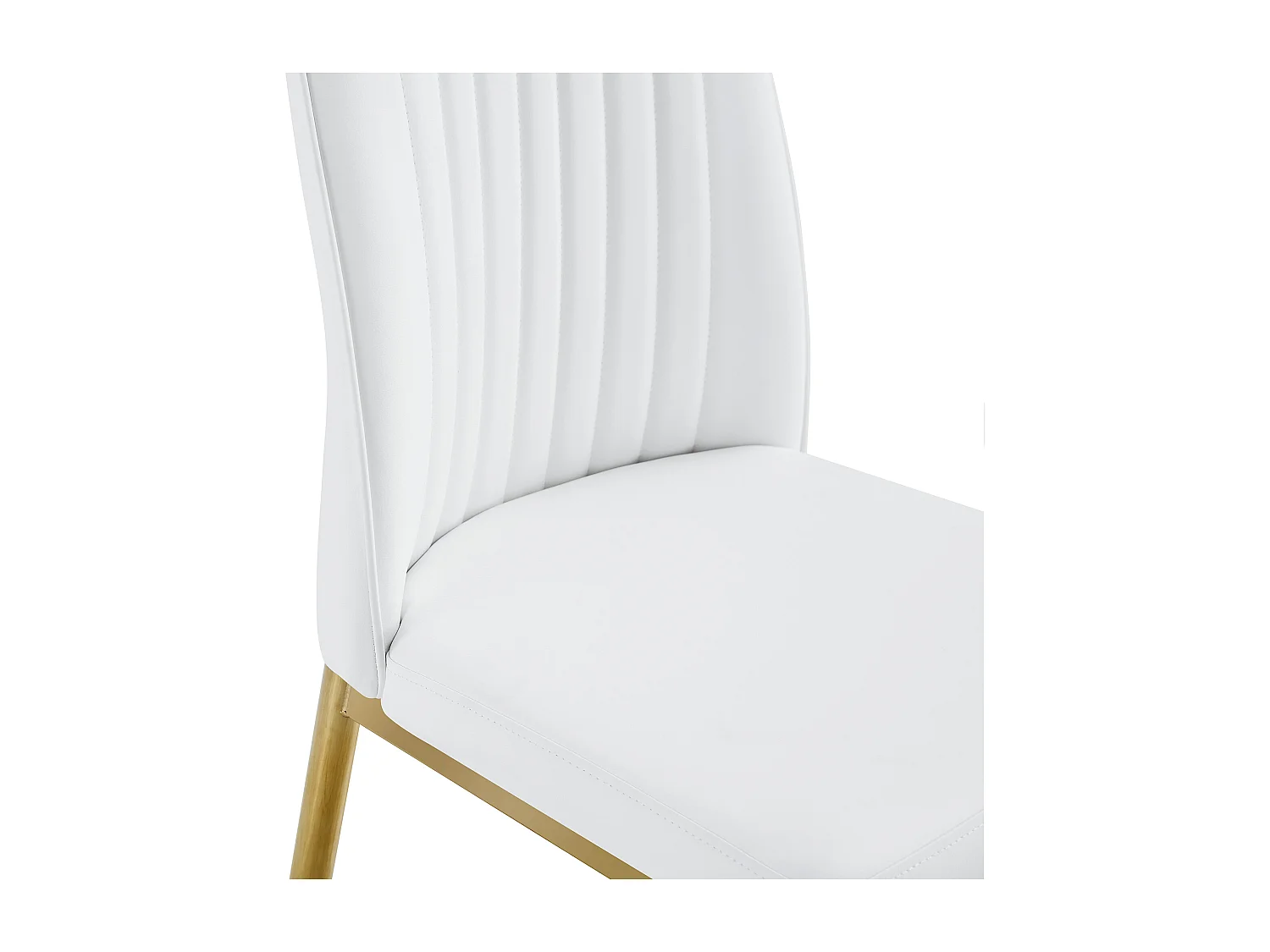 Set van 4 stoelen in wit PU-leer - Gouden metalen poten - Verticaal streepmotief