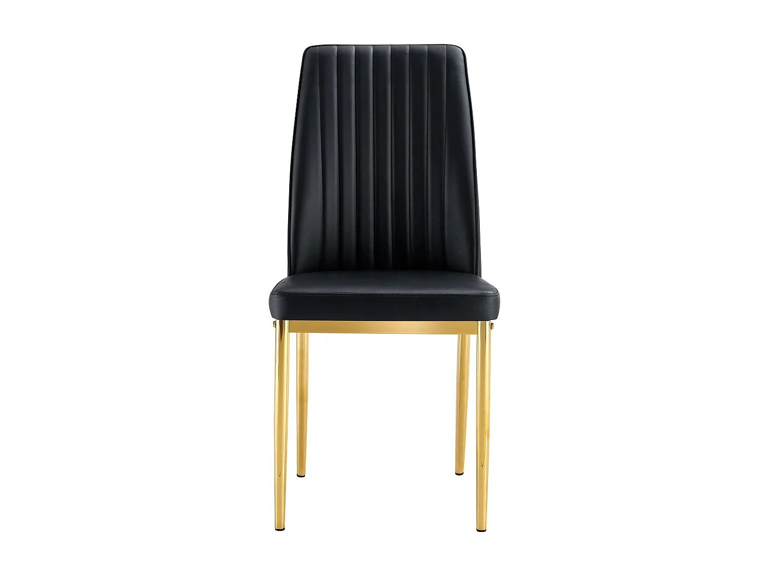 Set van 4 zwarte stoelen van PU-leer - Gouden metalen poten - Verticaal streepmotief