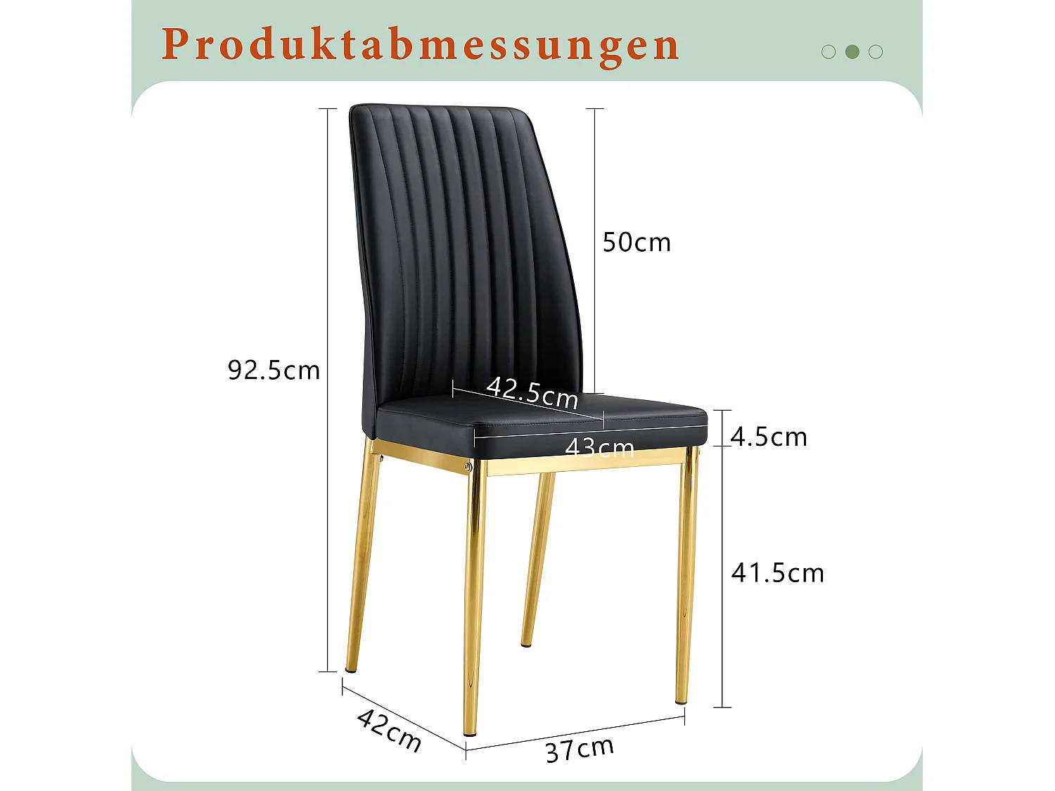 Set van 4 zwarte stoelen van PU-leer - Gouden metalen poten - Verticaal streepmotief