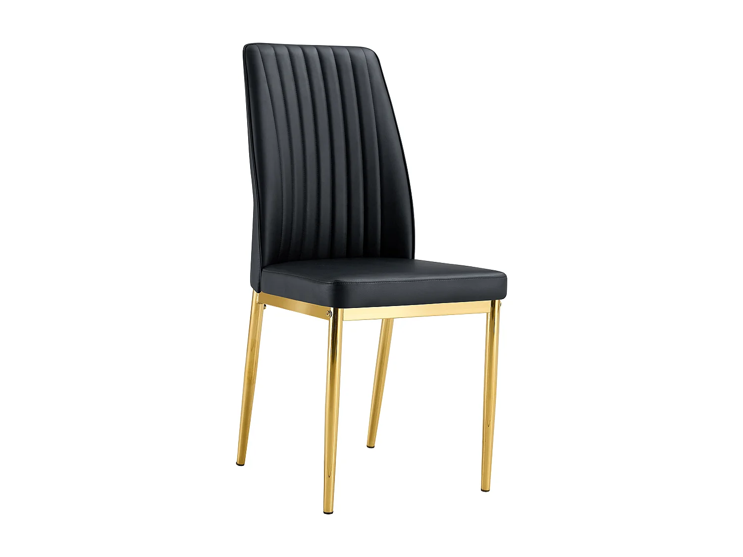 Set van 4 zwarte stoelen van PU-leer - Gouden metalen poten - Verticaal streepmotief