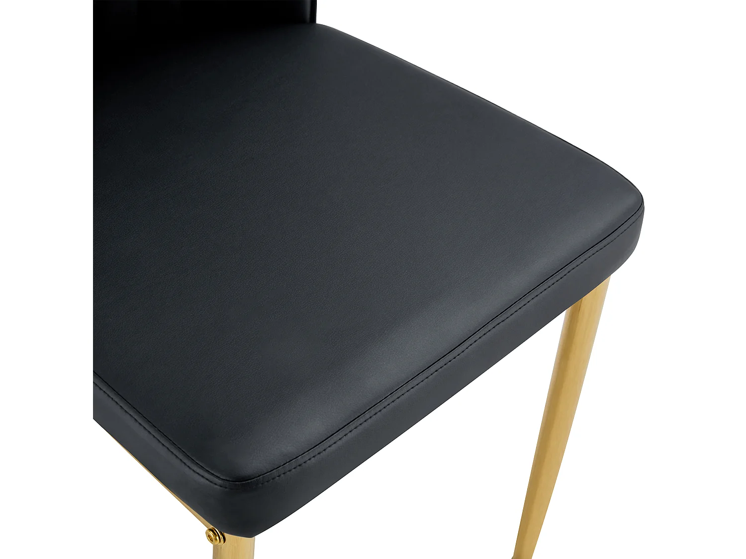 Set van 4 zwarte stoelen van PU-leer - Gouden metalen poten - Verticaal streepmotief