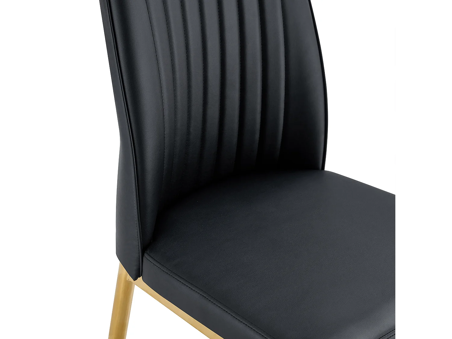 Set van 4 zwarte stoelen van PU-leer - Gouden metalen poten - Verticaal streepmotief