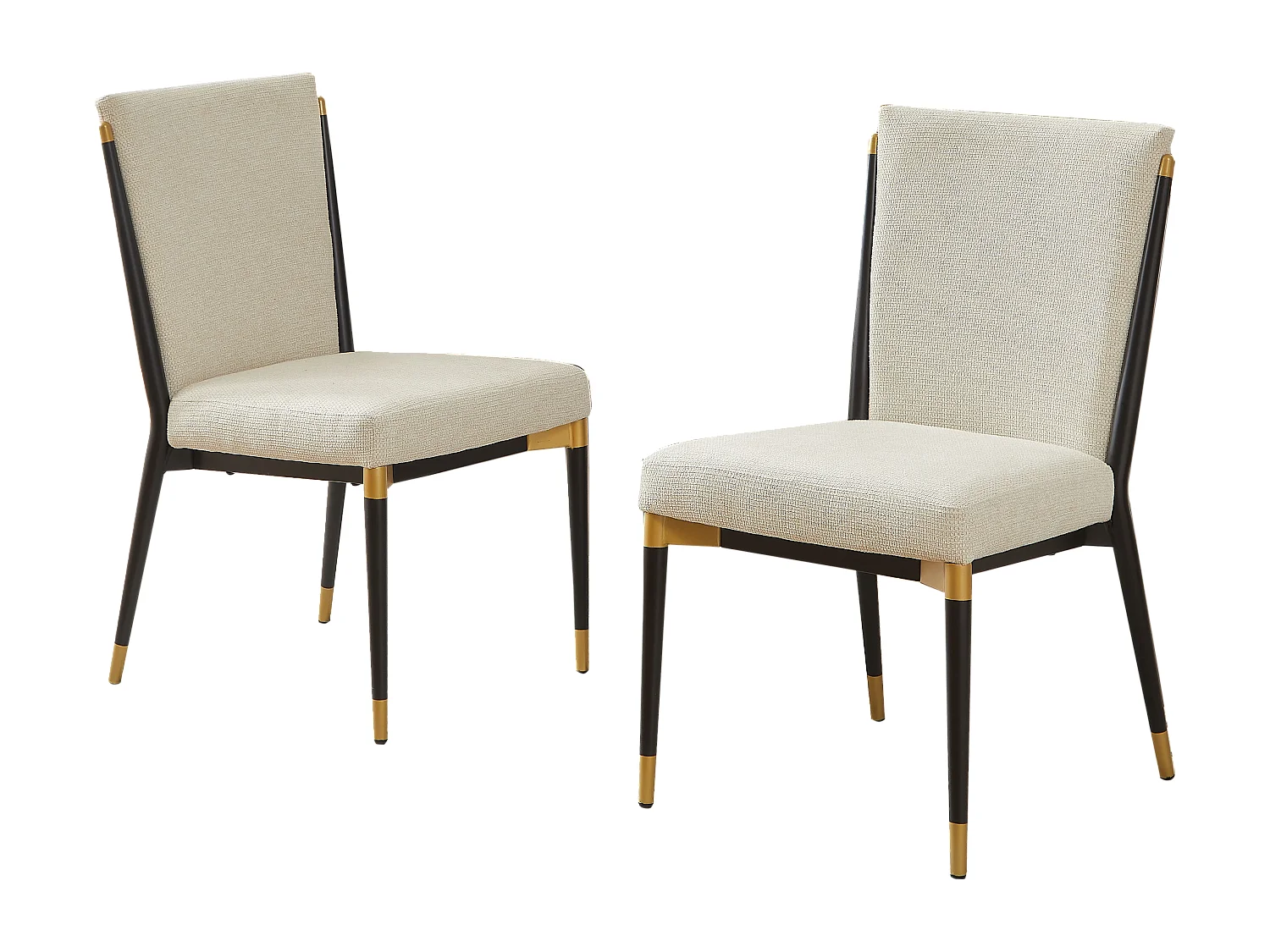 Lot de 2 chaises avec pieds réglable hauteur- Tissu beige - Cadre en métal