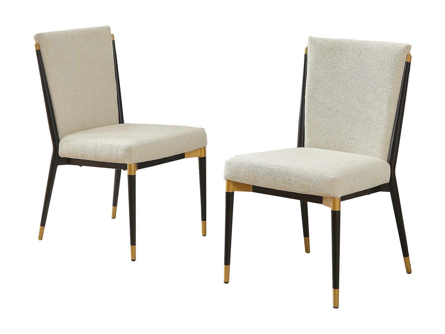 Set di 2 sedie con gambe regolabili in altezza - Tessuto beige - Struttura in metallo