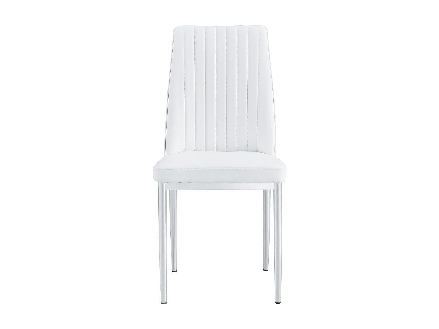 Lot de 4 chaises simili cuir PU blanc - Dossier ergonomique - Pieds métal argenté