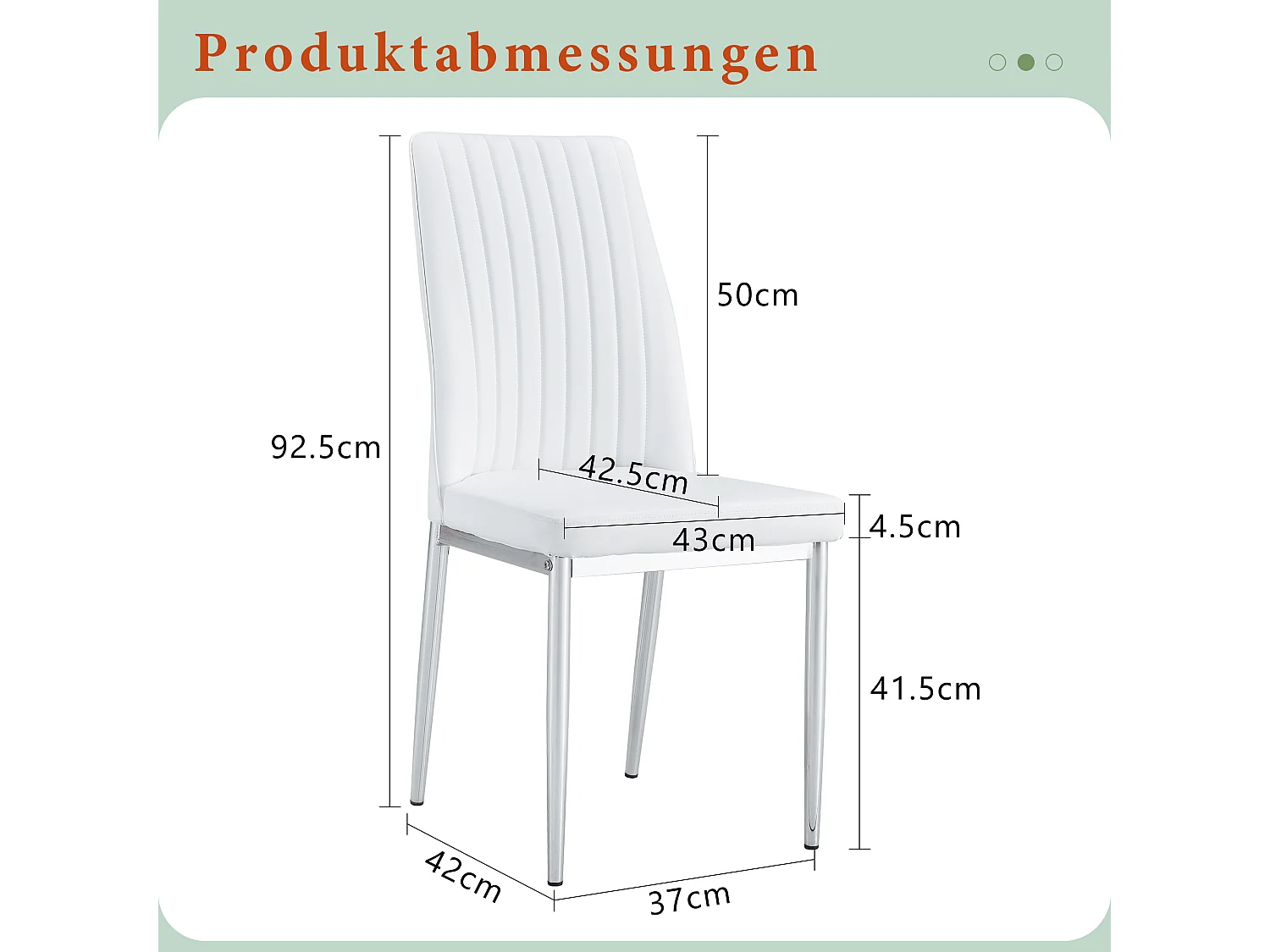 Lot de 4 chaises simili cuir PU blanc - Dossier ergonomique - Pieds métal argenté