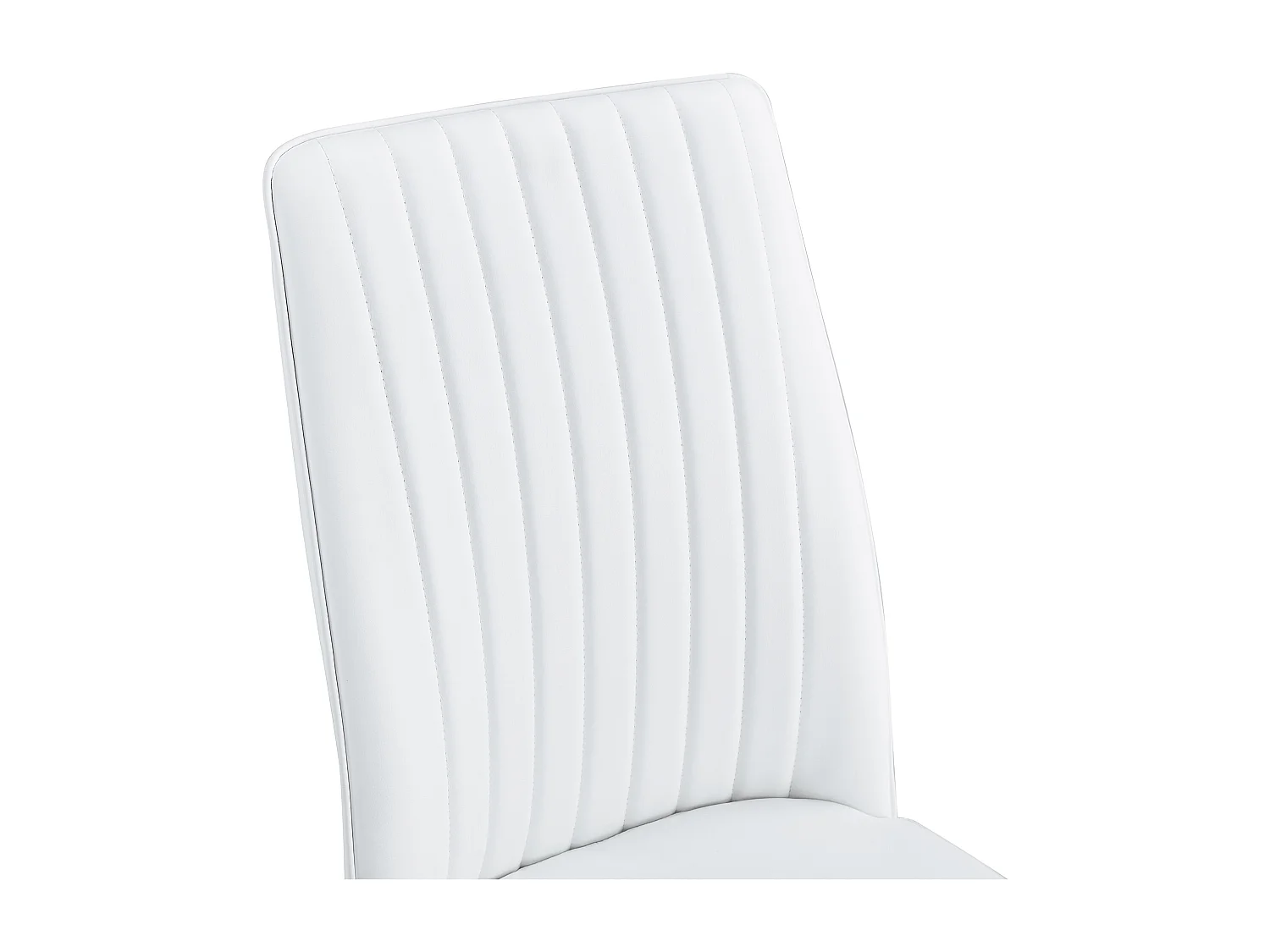 Lot de 4 chaises simili cuir PU blanc - Dossier ergonomique - Pieds métal argenté