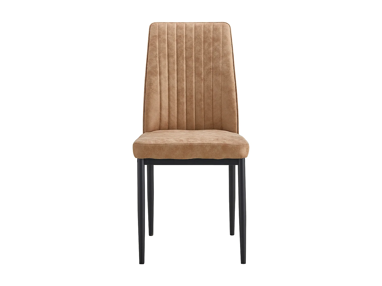 Lot de 4 chaises en tissu marron - Dossier ergonomique - Pieds métal noir