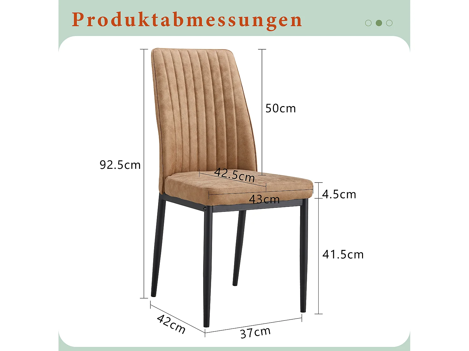 Lot de 4 chaises en tissu marron - Dossier ergonomique - Pieds métal noir