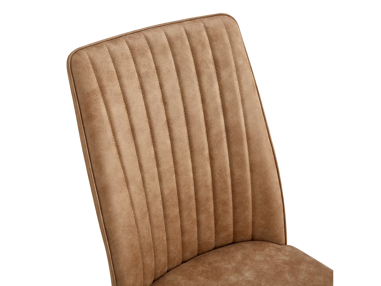 Lot de 4 chaises en tissu marron - Dossier ergonomique - Pieds métal noir