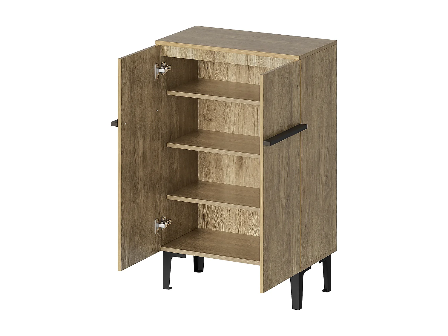 Meuble à chaussures en couleur bois avec 2 porte - étagères réglables  60 × 34,5 x 95 cm