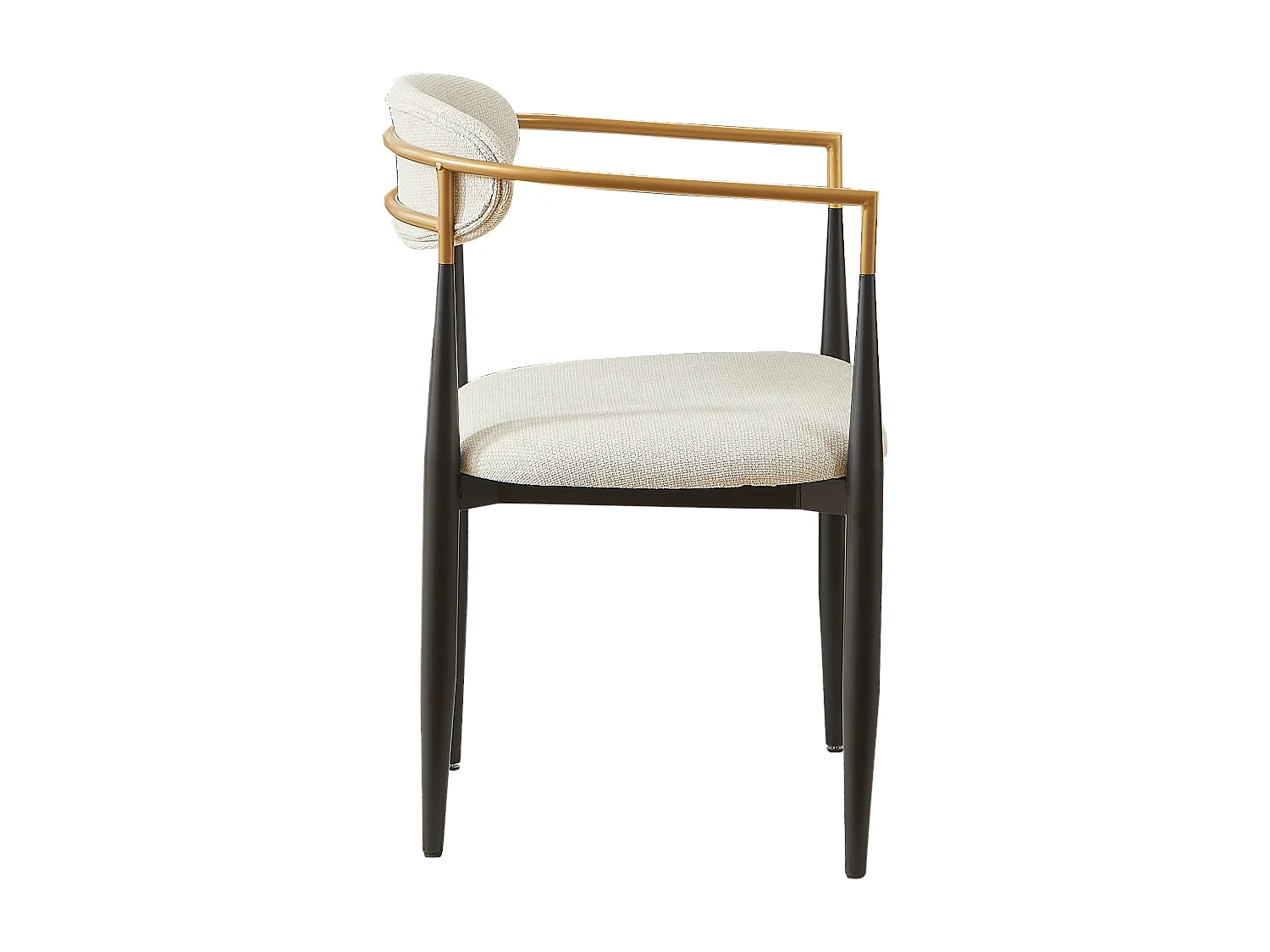 Lot de 2 chaises avec accoudoir - tissu beige - Cadre en métal noir et or