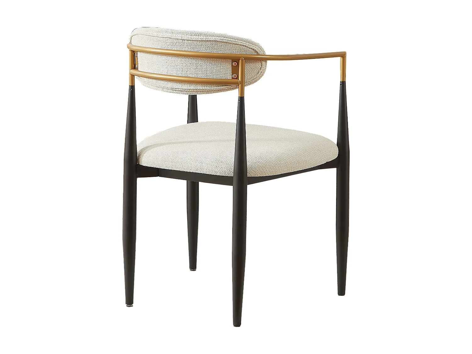 Conjunto de 2 cadeiras com braços - tecido bege - estrutura metálica preta e dourada