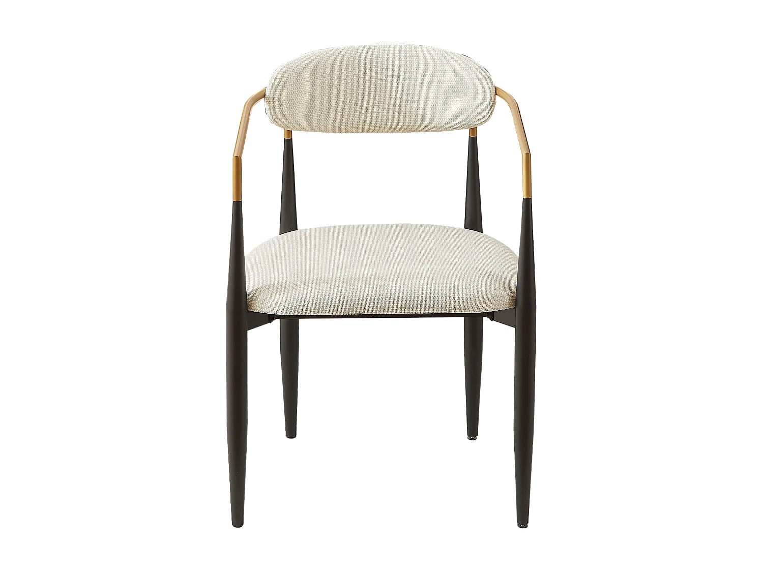 Set di 2 sedie con braccioli - tessuto beige - struttura in metallo nero e oro