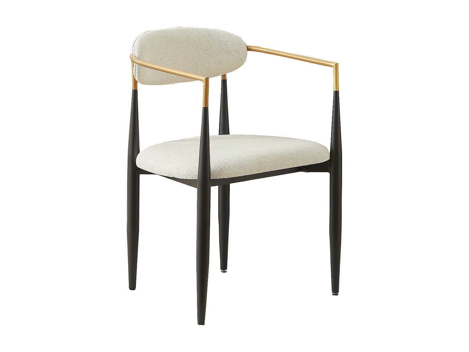 Set di 2 sedie con braccioli - tessuto beige - struttura in metallo nero e oro