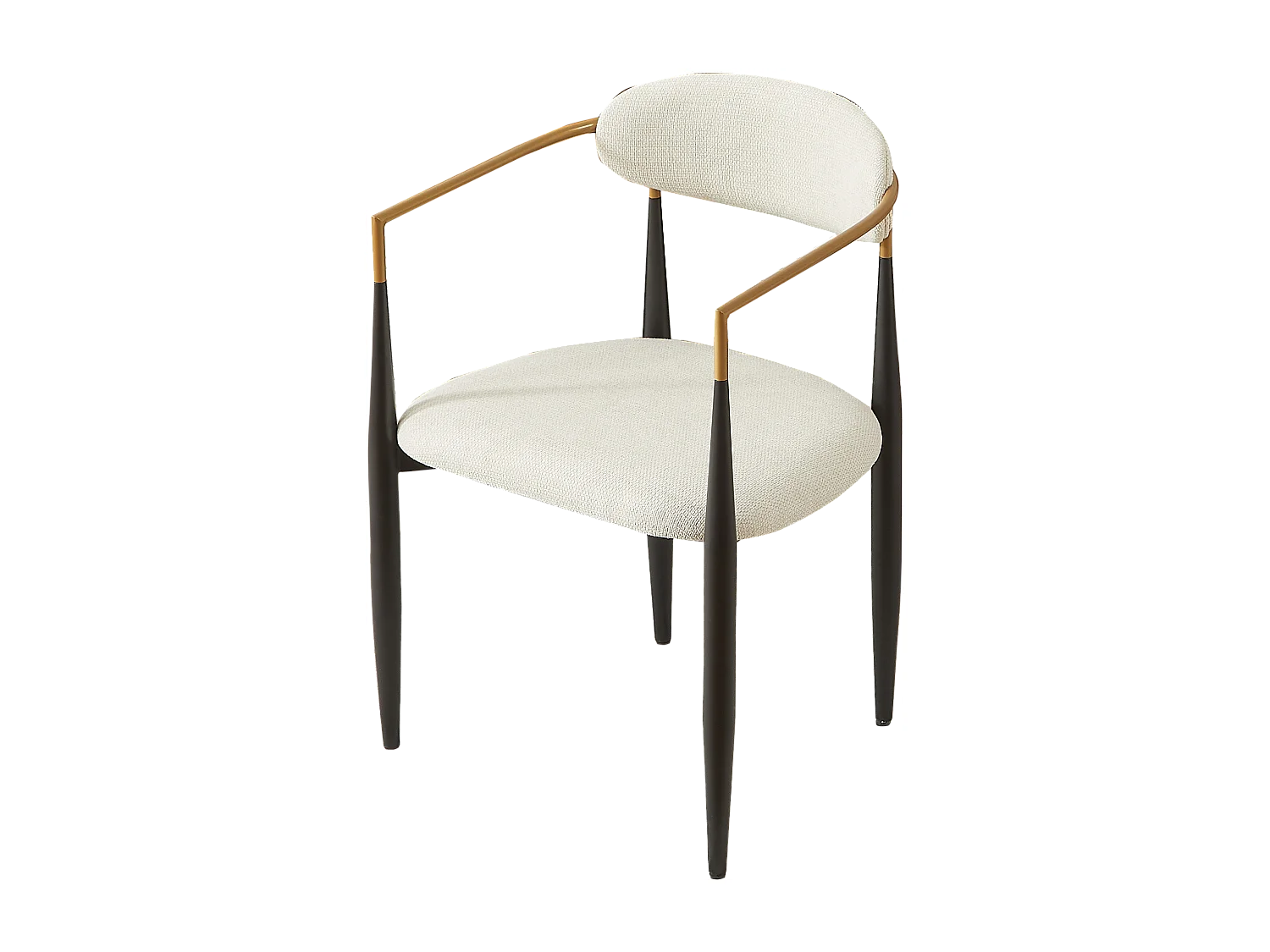 Set di 2 sedie con braccioli - tessuto beige - struttura in metallo nero e oro