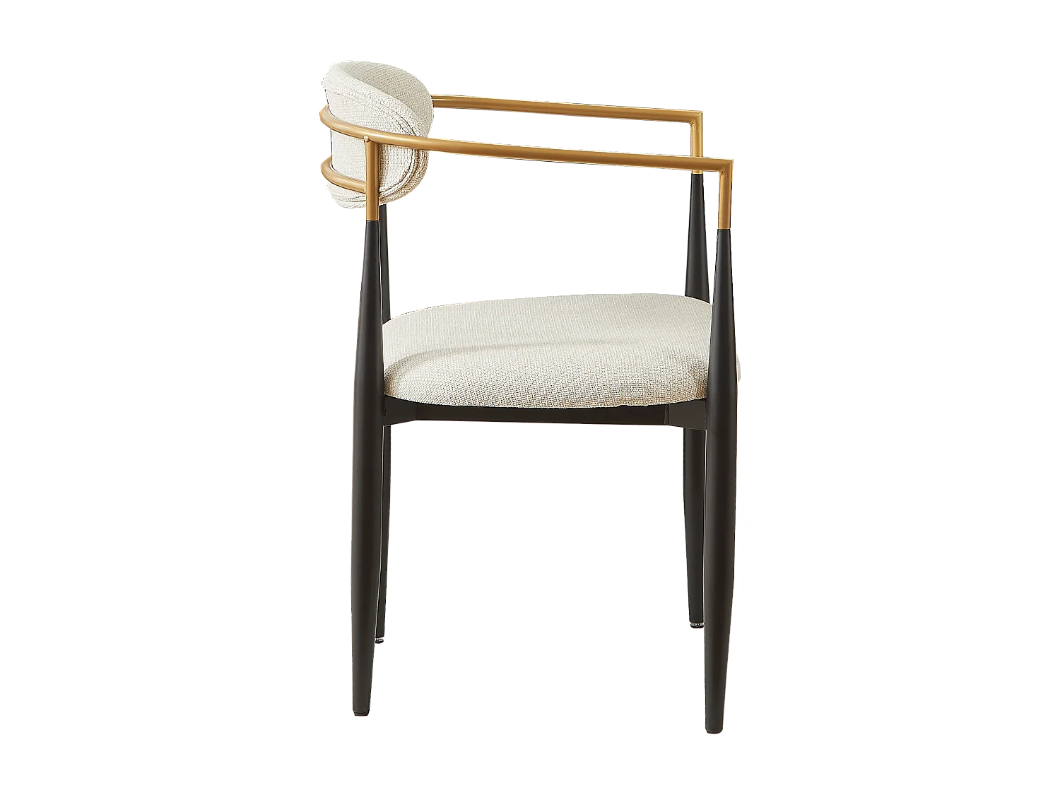 Set di 2 sedie con braccioli - tessuto beige - struttura in metallo nero e oro