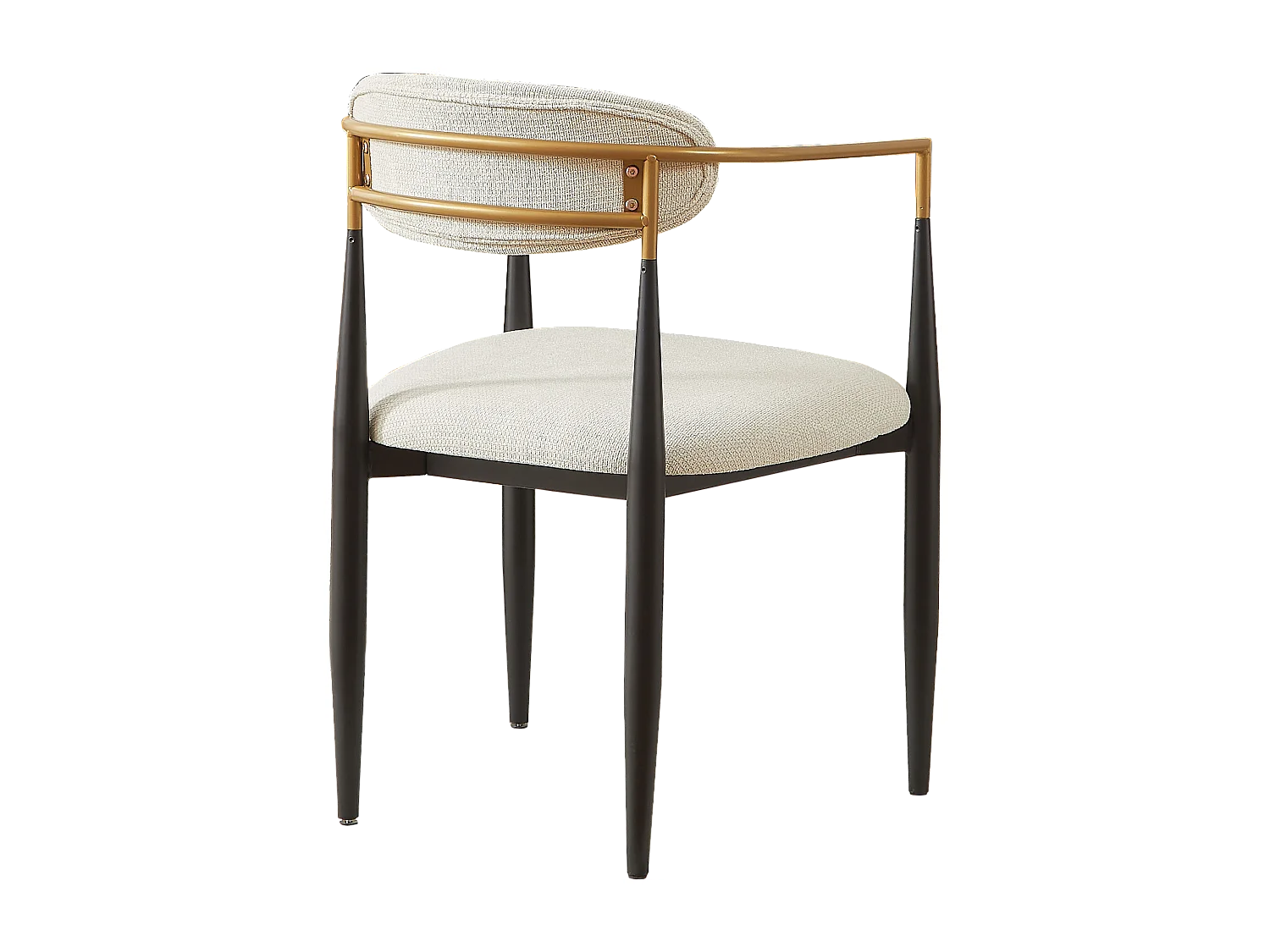 Set di 2 sedie con braccioli - tessuto beige - struttura in metallo nero e oro