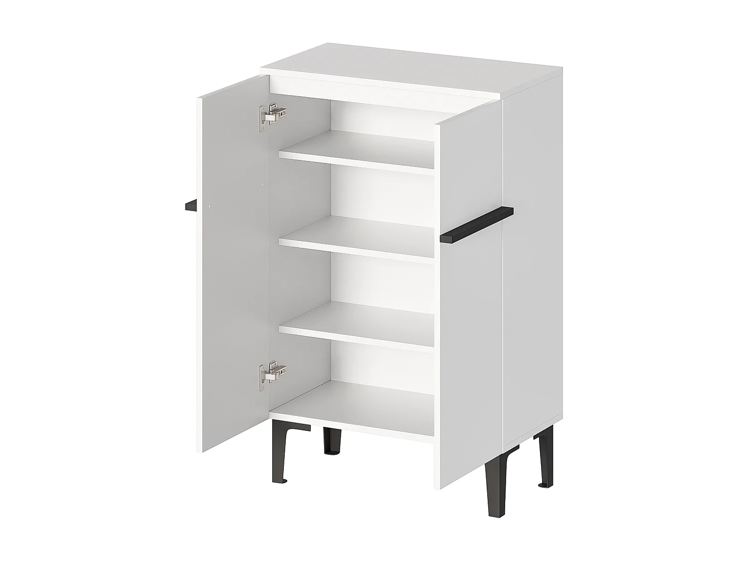 Meuble à chaussures blanc avec 2 porte - étagères réglables 60 × 34,5 x 95 cm