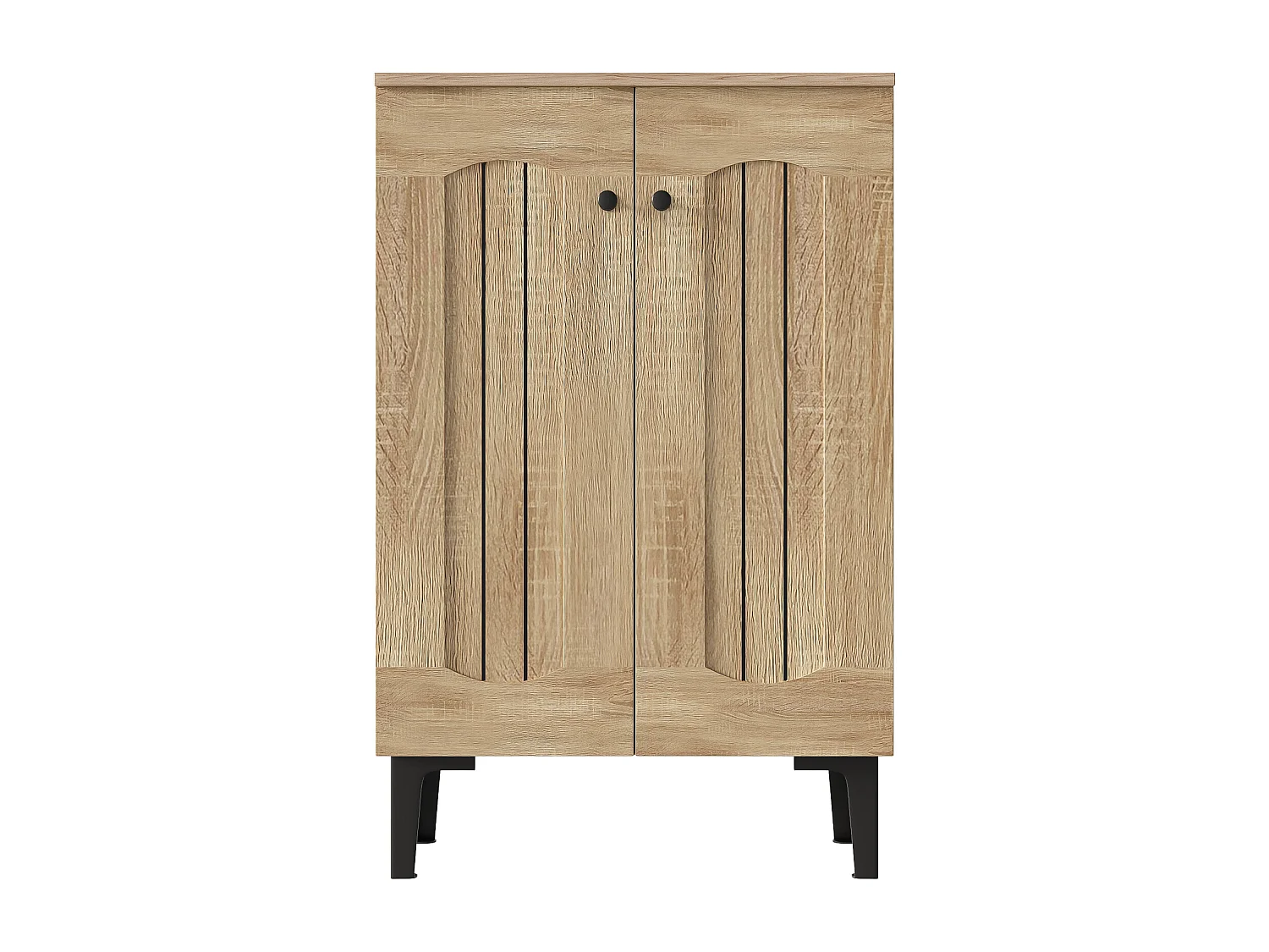 Meuble à chaussures avec 2 porte - étagères réglables - Couleur bois et noir