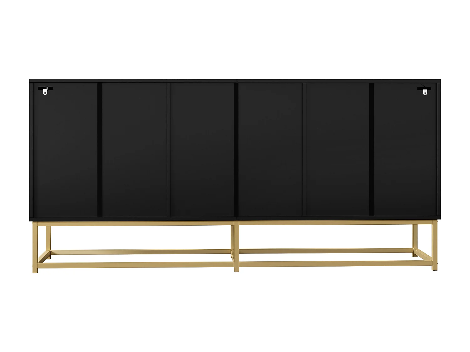 Buffet noir avec 6 portes - Grand espace de rangement - Pieds doré