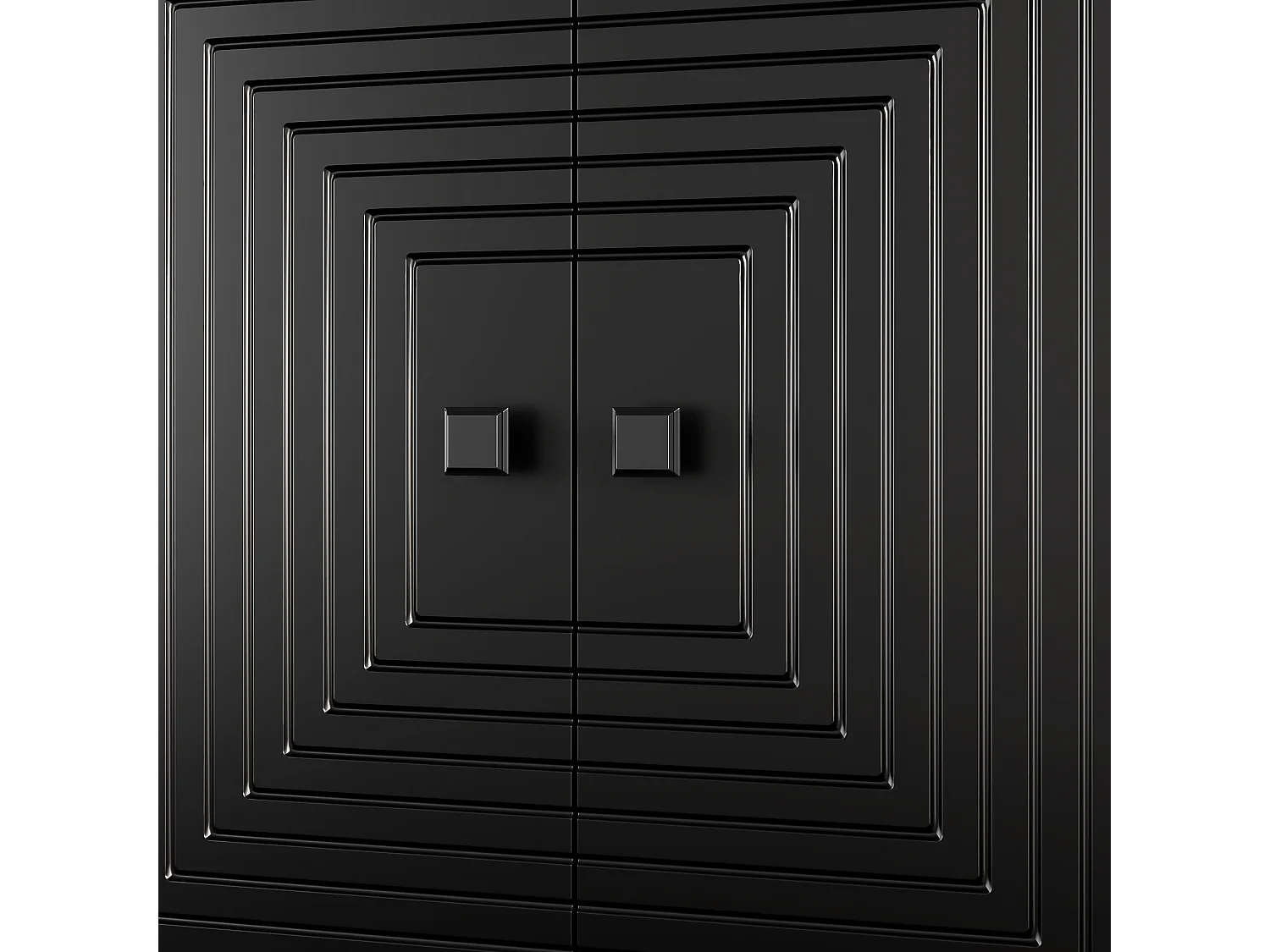 Buffet noir avec 6 portes - Grand espace de rangement - Pieds doré