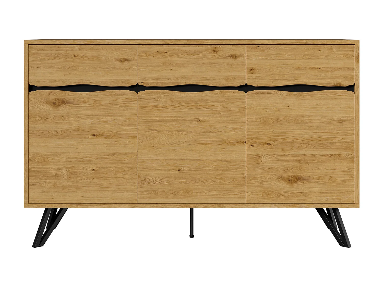 Buffet 3 portes aspect bois - Pieds en métal