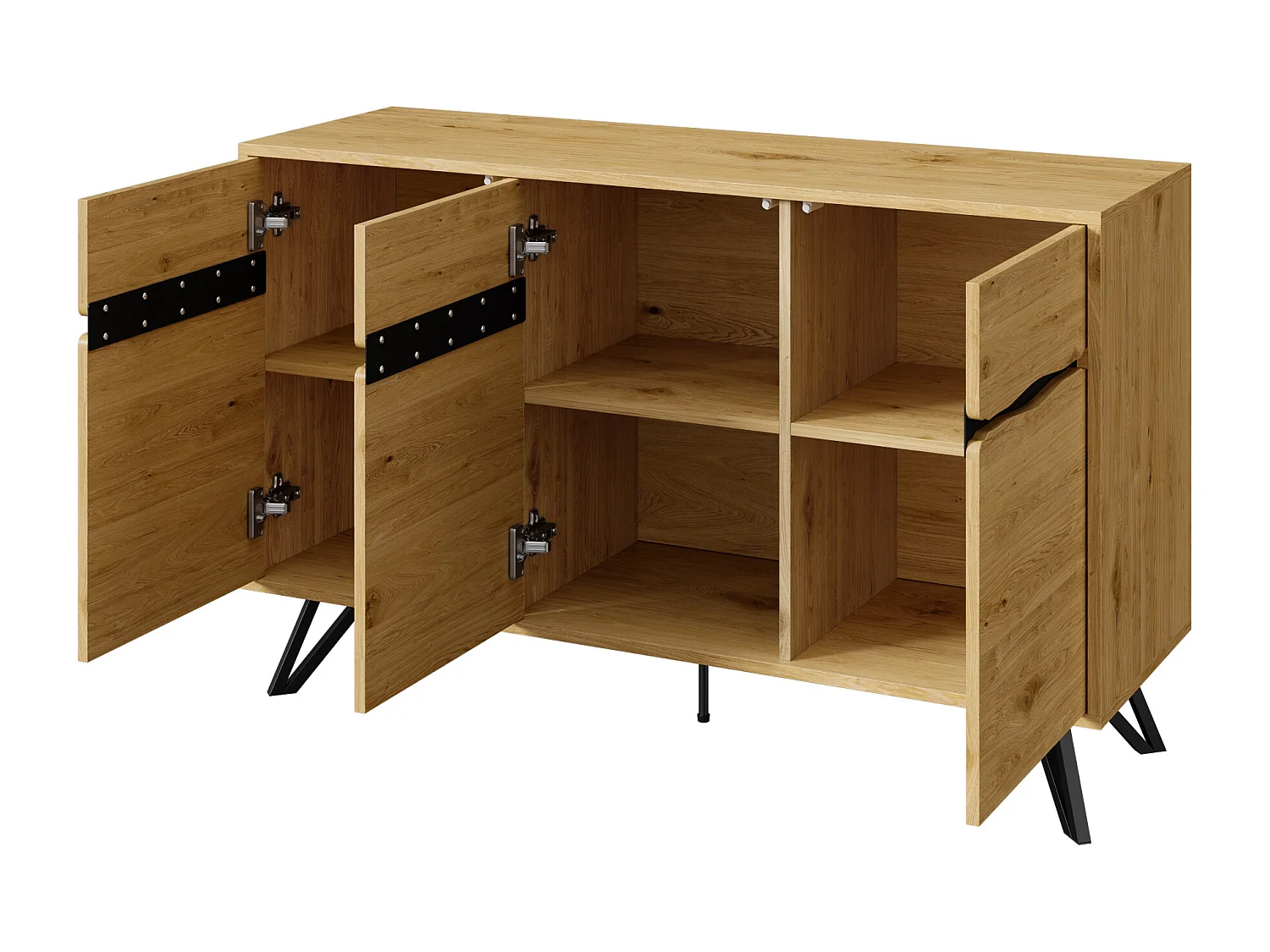 Buffet 3 portes aspect bois - Pieds en métal