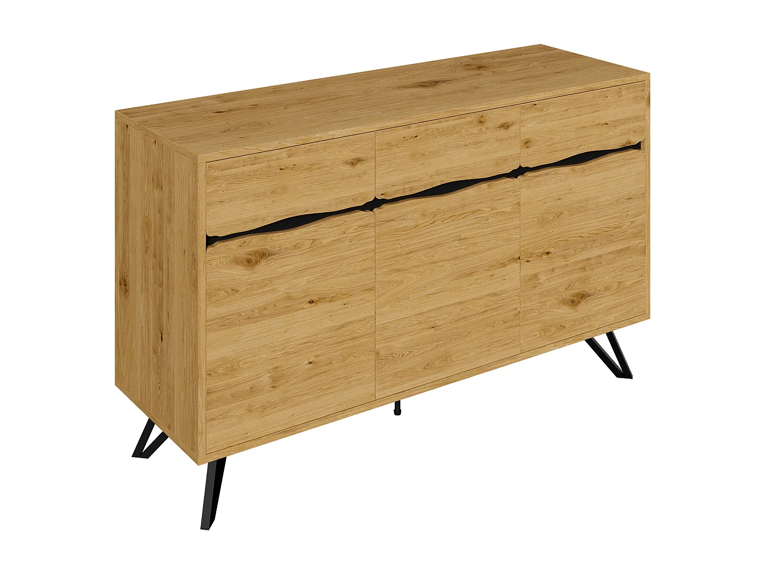 Buffet 3 portes aspect bois - Pieds en métal