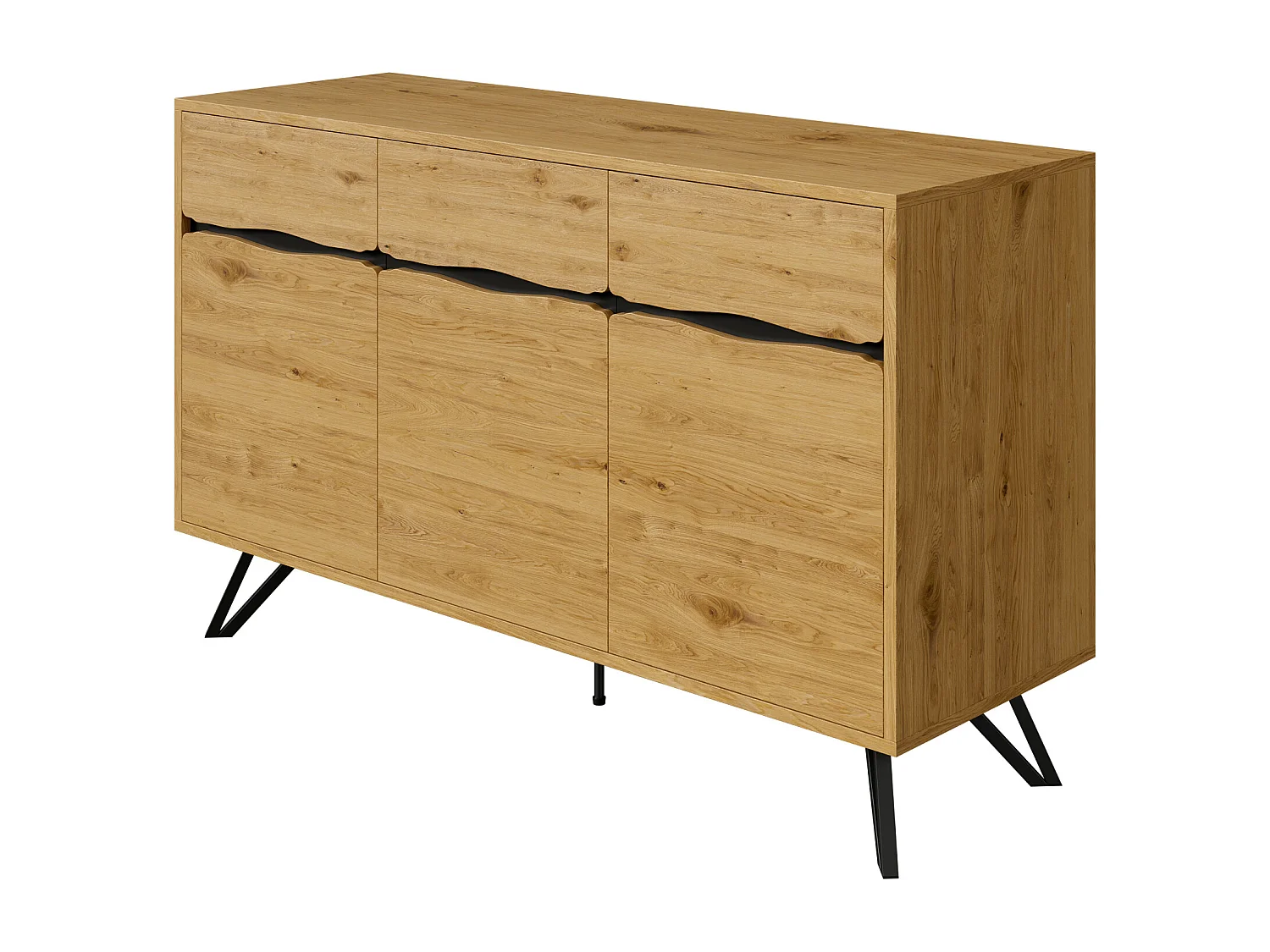 Buffet 3 portes aspect bois - Pieds en métal