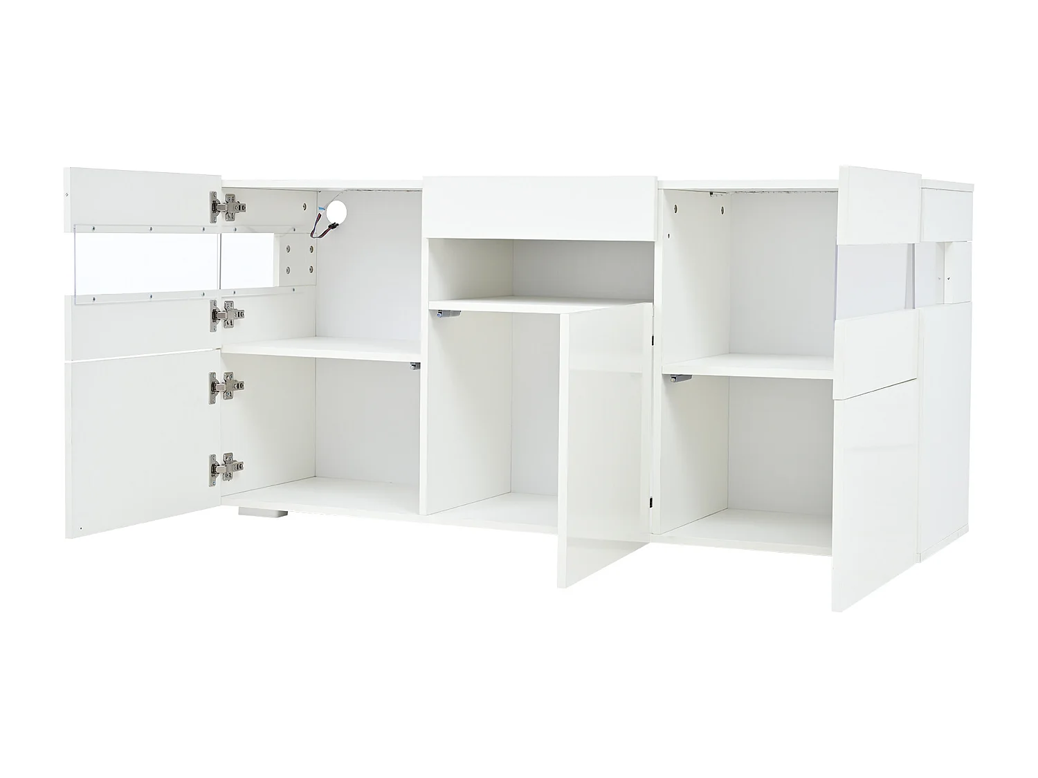 Buffet avec LED et 3 portes 140 x 40,5 x 66,5 cm - Porte acrylique -Blanc laqué