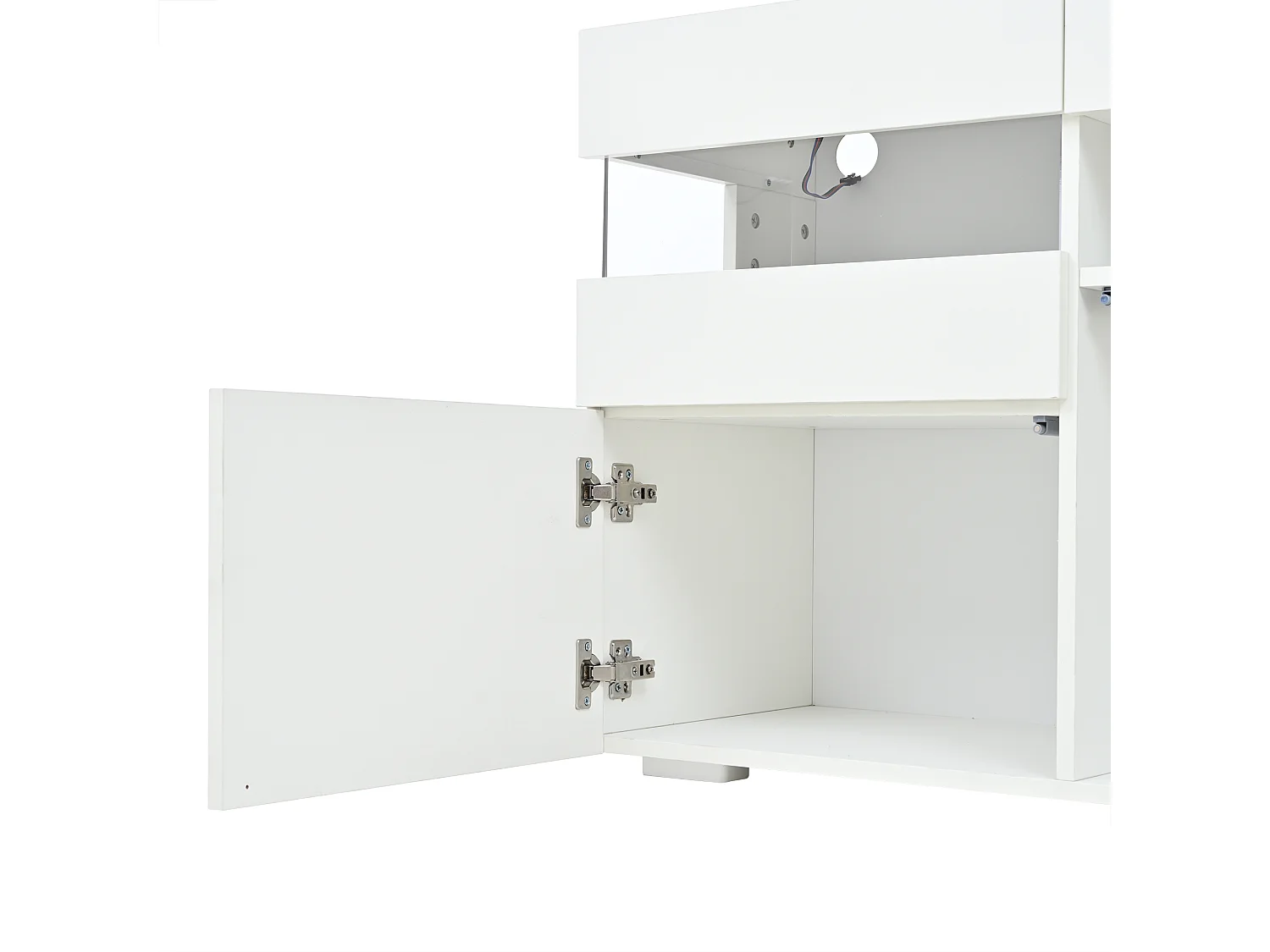 Buffet avec LED et 3 portes 140 x 40,5 x 66,5 cm - Porte acrylique -Blanc laqué