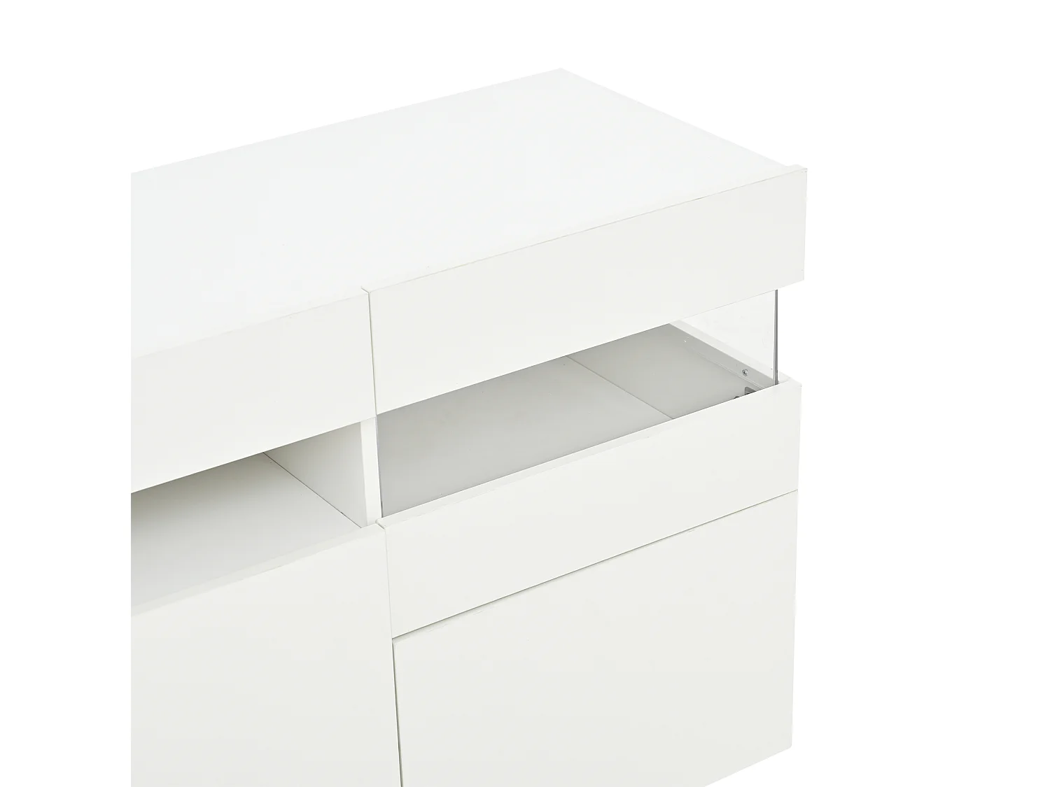 Buffet avec LED et 3 portes 140 x 40,5 x 66,5 cm - Porte acrylique -Blanc laqué