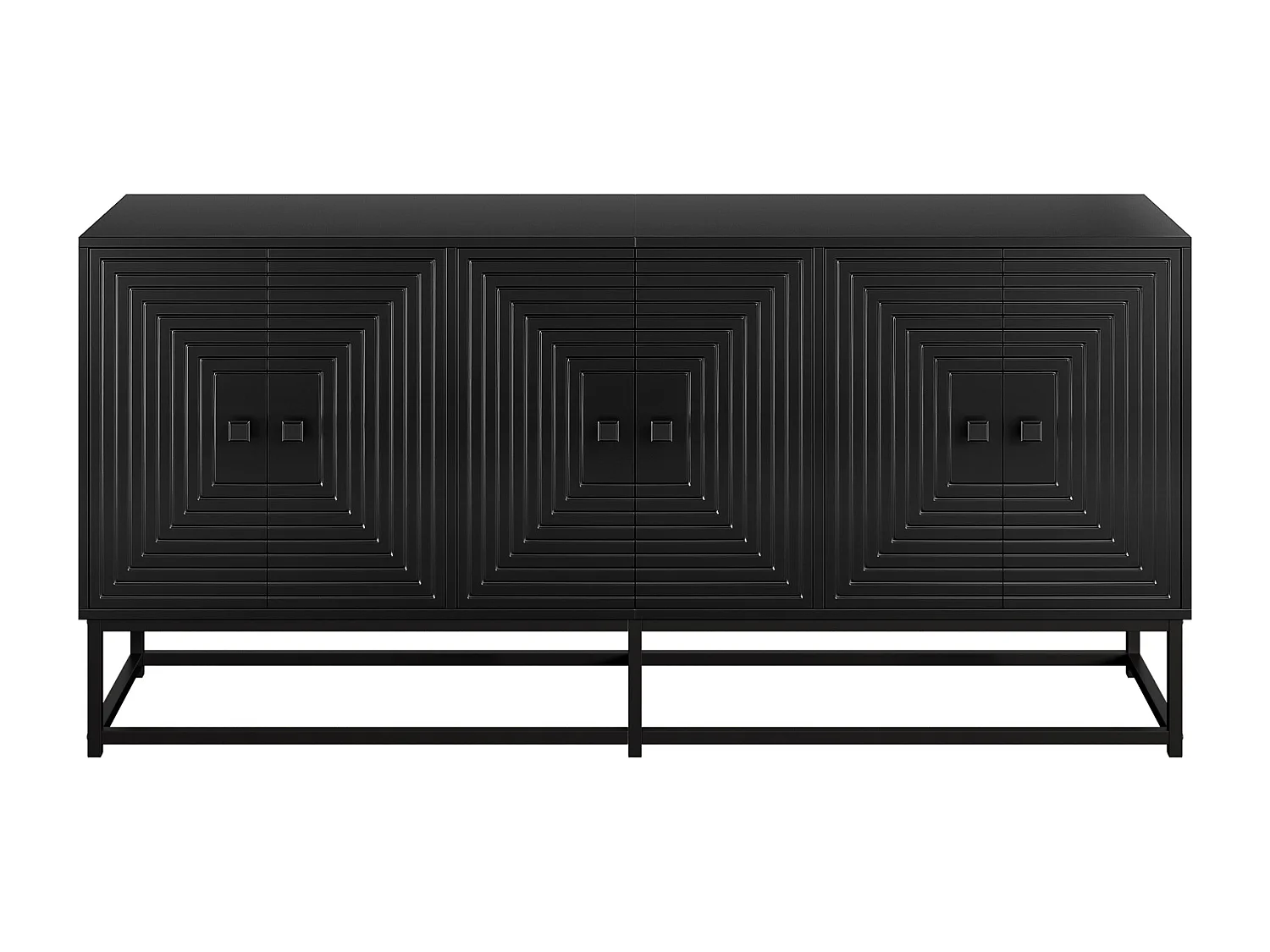 Buffet noir avec 6 portes - Grand espace de rangement 160x38x75.5cm